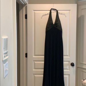 Gold and black halter formal